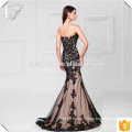 Sexy Black Lace Custom Made Designer Floor Longueur épaules Long Evening Party Wear Mermaid Black Evening Dress